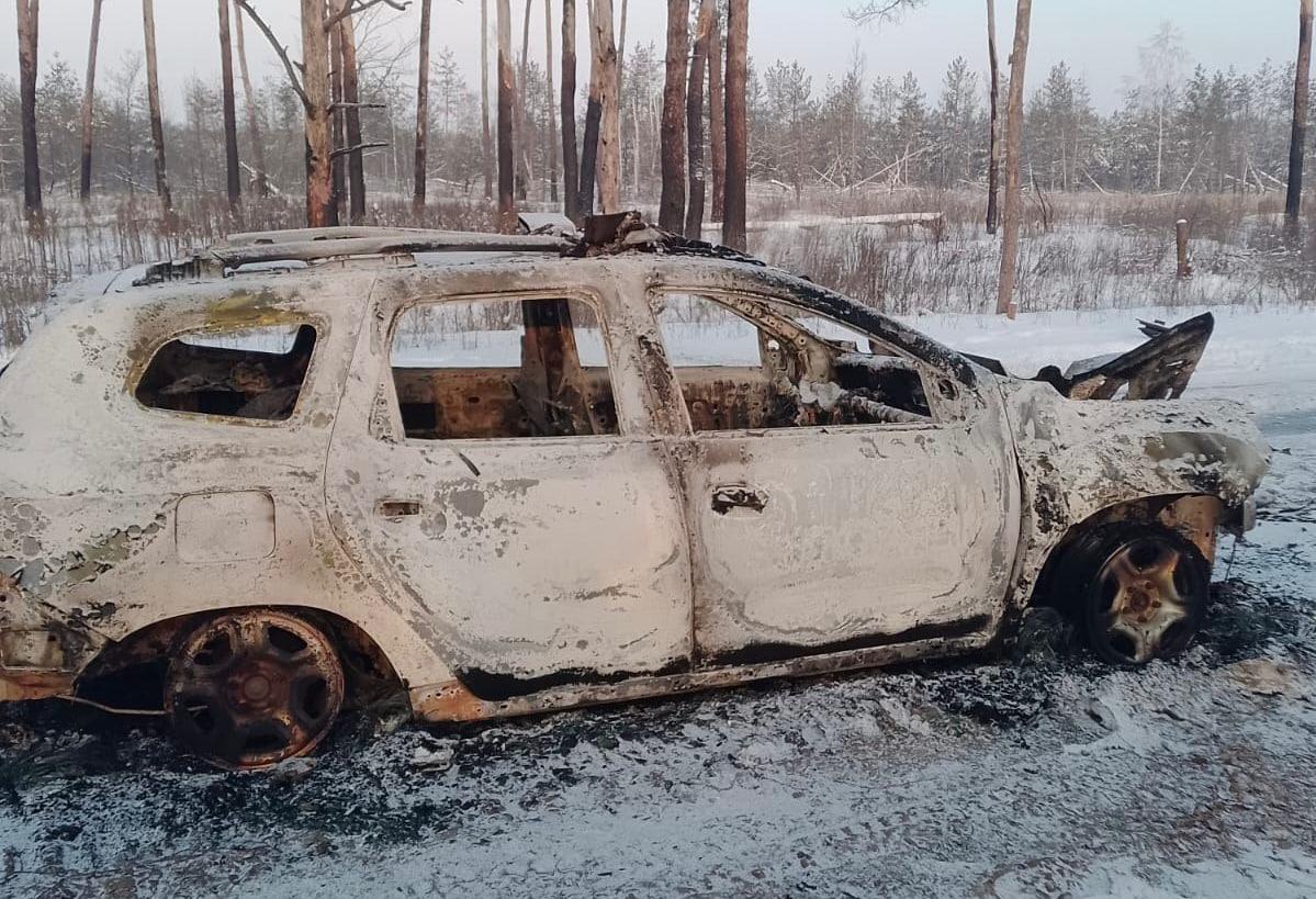 Дрон рф знищив авто поліції під час евакуації людей