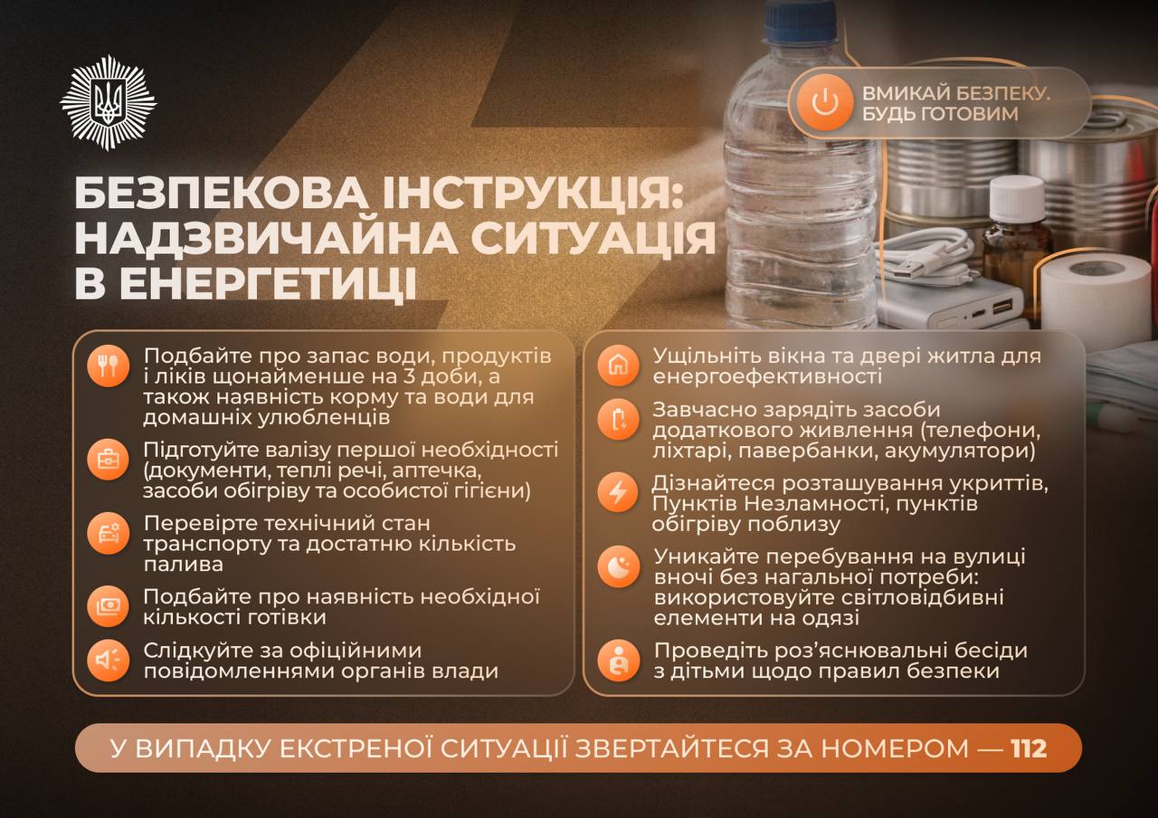 МВС закликає запастись водою, їжею й ліками на 3–5 діб та валізами першої необхідності
