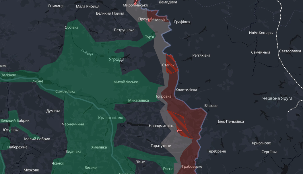 DeepState повідомив про просування росіян біля двох сіл на Сумщині