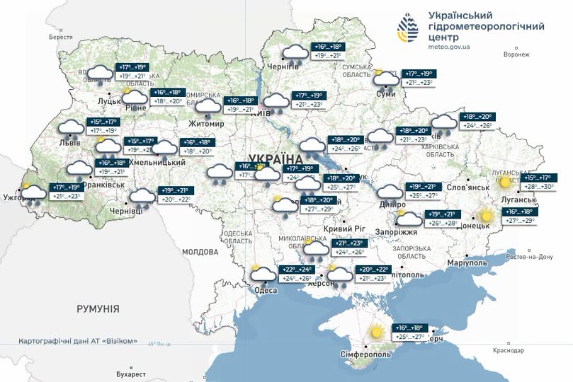 8 липня Україну накриють грози, град і шквали
