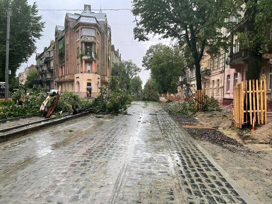 Друга негода за тиждень у Львові: зірвані дахи, повалені дерева та пошкоджені авто (відео)