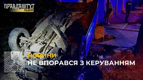 Не впорався з керуванням: 22-річний водій виїхав на тротуар та перекинувся (відео)