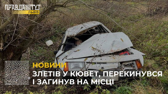 На Львівщині 62-річний водій злетів у кювет, перекинувся і загинув на місці