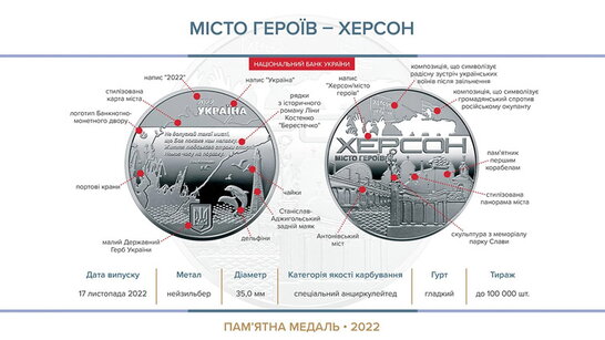 "Херсон – місто героїв": НБУ випустив пам’ятну медаль