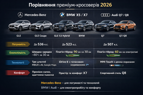 Чотири нові кросовери Mercedes – виклик BMW та Audi: порівняльний огляд преміум-SUV 2026