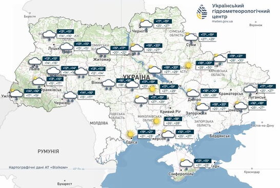 В Україні 12 червня очікуються дощі, грози та місцями шквали