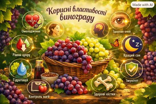 Омолоджує, підтримує серце, покращує пам'ять, зір та сон: 10 корисних властивостей винограду