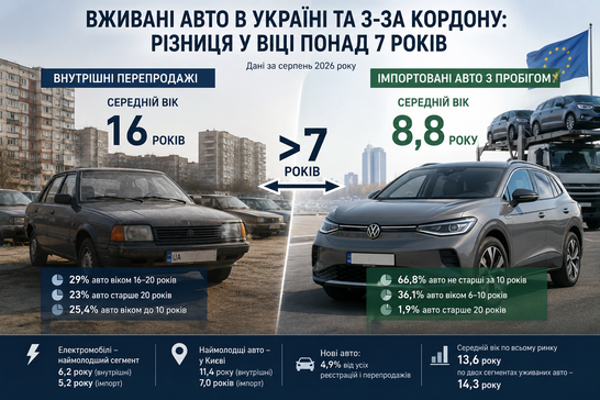 Майже 7 років різниці: які вживані авто з України та з-за кордону купують українці